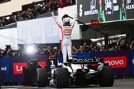 Max Verstappen celebrates on arrival in parc ferme during the F1 Grand Prix of Japan at Suzuka Circuit on April 06, 2025 - Source: Getty
